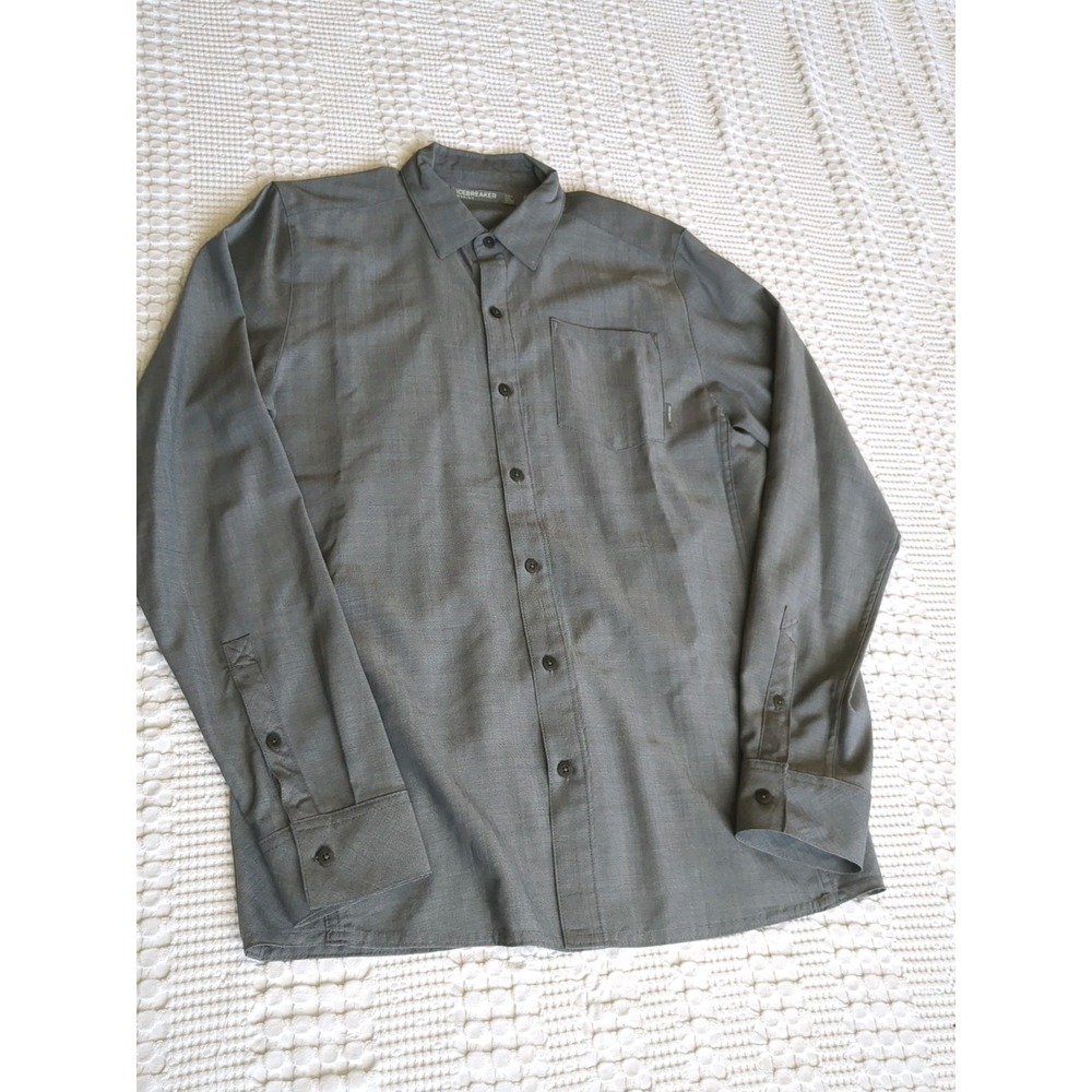 Icebreaker Departure ll Merino Wool Button Shirt Collared Sz Small